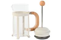 Koffiepot met Zuiger Home ESPRIT Wit Natuurlijk Roestvrij staal Polypropyleen 350 ml 13 x 8 x 19 cm - thumbnail