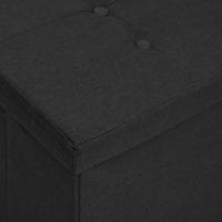 Opbergbank inklapbaar kunstlinnen zwart - thumbnail