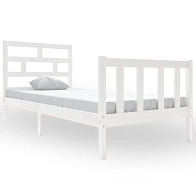 Bedframe massief grenenhout wit 90x190 cm