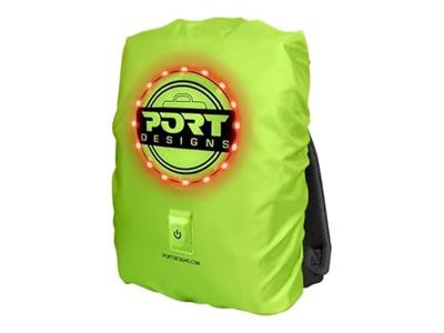 Regenhoes - PORT DESIGNS - Universeel met oplaadbare LED voor rugzakken tot 25 liter - 14/15,6 inch