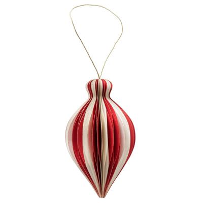 Boltze Home Kerstbal yorki ovaal ø8cm rood/wit papie