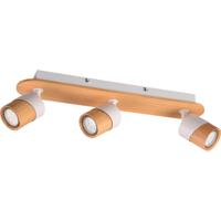 LED Plafondspot - Trion Arnia - GU10 Fitting - 3-lichts - Rond - Hout/Wit - Natuurhout - thumbnail