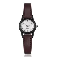 Elegant dameshorloge met wit uurwerk en donkerbruin bandje - thumbnail