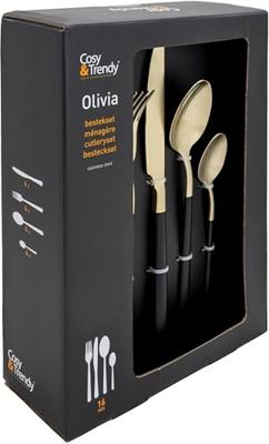 Cosy & Trendy Bestekset Olivia Champagne Black 16 delig / 4 personen