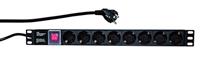 LogiLink PDU8C01 19 inch Stekkerdoos voor patchkast 1 HE Geaarde contactdoos Met schakelaar Zwart - thumbnail