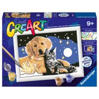 Ravensburger CreArt Schilderen op Nummer Hond en Poes Glitter - thumbnail