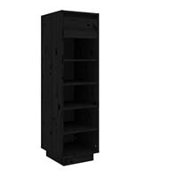 VidaXL Schoenenkast 30x34x105 cm massief grenenhout zwart - thumbnail