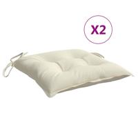 VidaXL Stoelkussens 2 st 50x50x7 cm oxford stof crèmewit - thumbnail