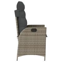Tuinstoel verstelbaar met kussens poly rattan grijs - thumbnail