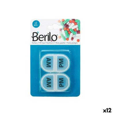 Pillendoos met Compartimenten Berilo Transparant Plastic 11,5 x 18 x 2,2 cm Set (12 Stuks)