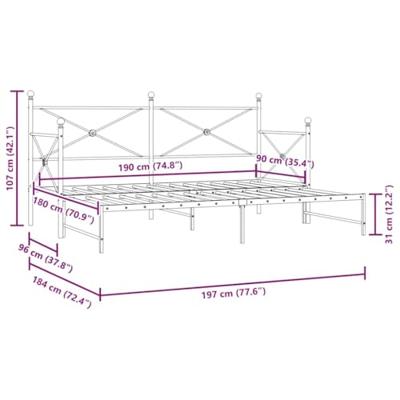 Slaapbank met onderschuifbed zonder matras 90x190cm staal zwart