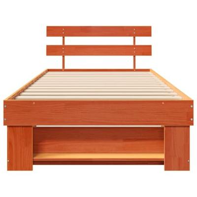 Bedframe met hoofdeinde Wasbruin 75 x 190 cm Massief grenenhout Bedframe met hoofdeinde Wasbruin 75 x 190 cm Massief grenenhout