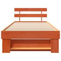 Bedframe met hoofdeinde Wasbruin 80 x 200 cm Massief grenenhout - thumbnail