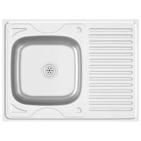 VidaXL Gootsteen met afvoerset 800x600x155 mm roestvrij staal zilver - thumbnail