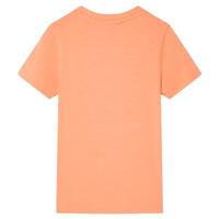 Kindershirt met korte mouwen 128 neonoranje - thumbnail