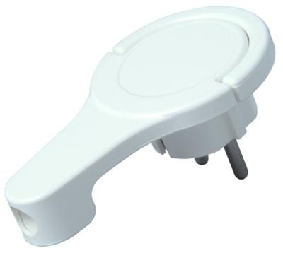 Design platte stekker wit 8mm met handige trekring exclusief snoer