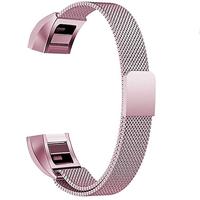 By Qubix - Compatible met Fitbit Alta HR - Milanese bandje - Maat: Large - Rosé goud - Compatible fitbit bandje - thumbnail