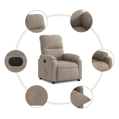 Fauteuil verstelbaar elektrisch microvezelstof taupe