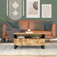 Salontafel 80x54x40 cm massief mangohout en bewerkt hout - thumbnail