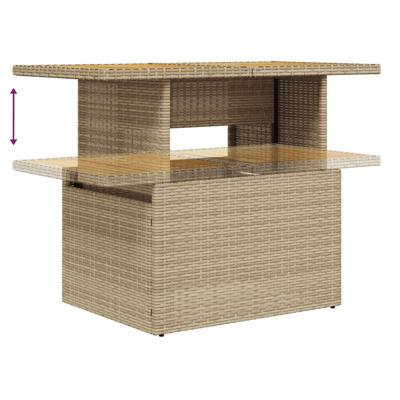 7-delige Loungeset met kussens poly rattan beige - thumbnail