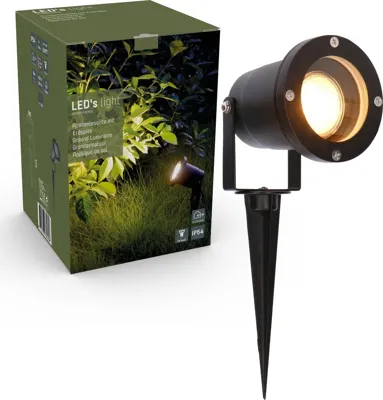 LED&apos;s Light LED Prikspot met Stekker - Kantelbaar - GU10 fitting - IP54 - Model Melfi - Zwart