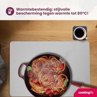 Cookinglife 6 Placemats + 6 Onderzetters - Dubbelzijdig - Vegan leer - Blauw / Grijs - thumbnail