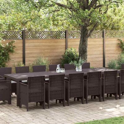 15-delige tuinset met kussens Bruin Poly Riet