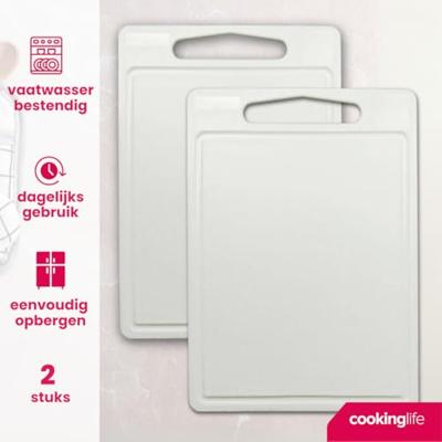 Cookinglife Snijplankenset met sapgeul 35 x 25 x 0.85 cm - Wit - 2 stuks