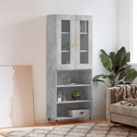 Hoge kast 69,5x34x180 cm bewerkt hout betongrijs - thumbnail