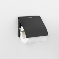 Brabantia toiletrolhouder m/klep zwart - thumbnail