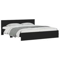 Bedframe met hoofdeinde zwart 160x200 cm - thumbnail
