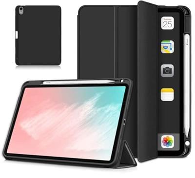 Casecentive Smart Case Tri-fold met Pencil Houder iPad Air 2020 / 2022 zwart Casecentive Smart Case Tri-fold met Pencil Houder iPad Air 2020 / 2022 zwart