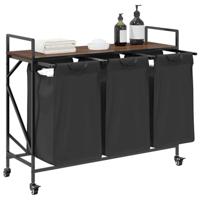 Wasmand 3 vakken met planken bruin eikenkleurig - thumbnail