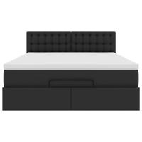 Bed poef met matrassen en LED's 160x200cm kunstleer zwart - thumbnail