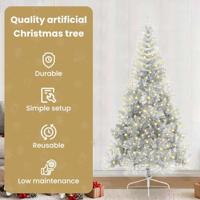VidaXL Kunstmatig voorverlicht kerstboom met 300 led zilver 240 cm pet - thumbnail