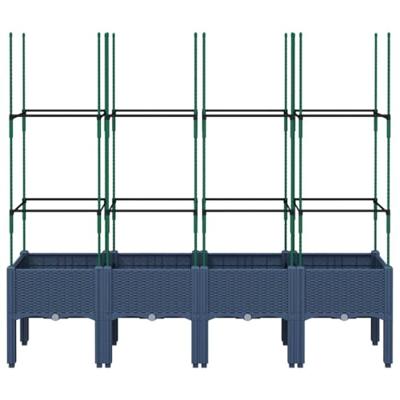 VidaXL Plantenbak met latwerk 160x40x142,5 cm polypropeen blauwgrijs