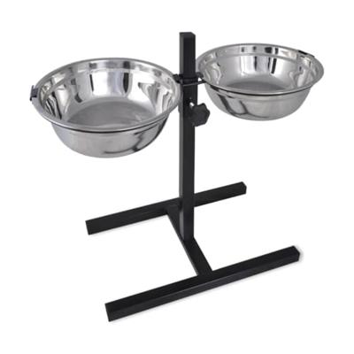 VidaXL Verstelbare dubbele honden / katten voederbak (2 x 4,1l rvs bakken)