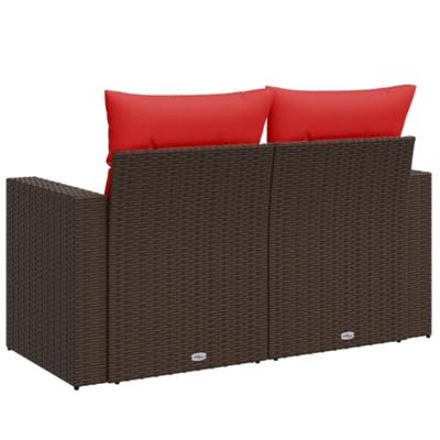 Tuinbank 2-zits met kussens poly rattan bruin Tuinbank 2-zits met kussens poly rattan bruin