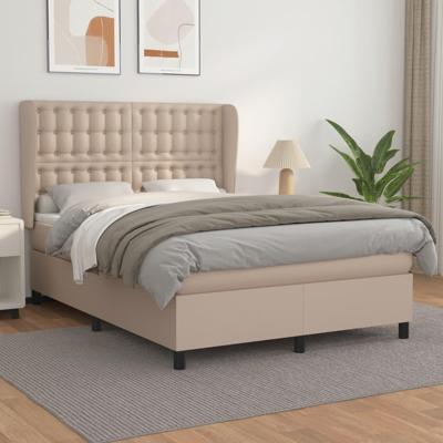 Boxspring met matras kunstleer cappuccinokleurig 140x190 cm