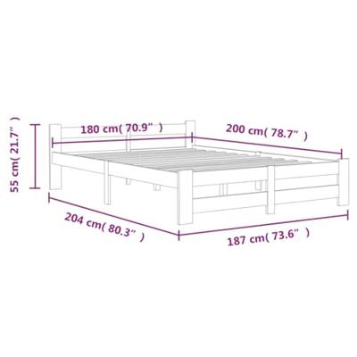 Bedframe massief grenenhout wit 180x200 cm