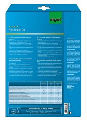 Sigel Photo Paper Top IP720 Fotopapier DIN A4 190 g/m² 20 vellen Hoogglans, Dubbelzijdig bedrukbaar Sigel Photo Paper Top IP720 Fotopapier DIN A4 190 g/m² 20 vellen Hoogglans, Dubbelzijdig bedrukbaar