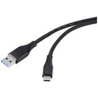 Renkforce RF-4995176 USB-kabel USB 3.2 Gen1 USB-A stekker, USB-C stekker 2.00 m Zwart PVC-mantel, Zeer flexibel - thumbnail