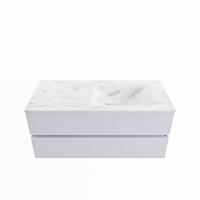 MONDIAZ VICA-DLUX 110cm badmeubel onderkast Cale 2 lades. Inbouw wastafel CLOUD rechts 1 kraangat, kleur Opalo. - thumbnail