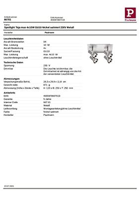 Paulmann Teja 66701 Plafondspot LED GU10 40 W Nikkel (gesatineerd) Paulmann Teja 66701 Plafondspot LED GU10 40 W Nikkel (gesatineerd)