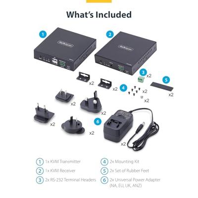 StarTech.com HDMI KVM Extender Over IP Netwerk, 4K 60Hz, Zonder Drivers, HDMI en USB Over Ethernet/CAT6, AVoIP, Tx/Rx Kit