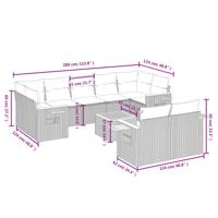 10-delige Loungeset met kussens poly rattan zwart - thumbnail