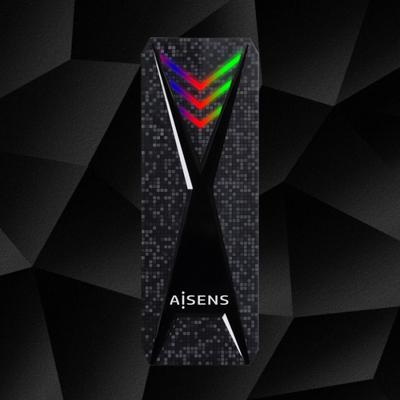 Behuizing voor Harde Schijf Aisens ASM2-RGB013B Zwart USB USB-C USB 3.0 Ethernet LAN