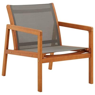 VidaXL Loungestoel massief eucalyptushout en textileen grijs
