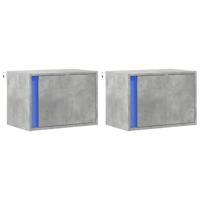 Nachtkastjes met LED's 2 st wandgemonteerd betongrijs - thumbnail