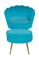 Artistiq Poef 'Andres' Velvet, kleur blauw - thumbnail